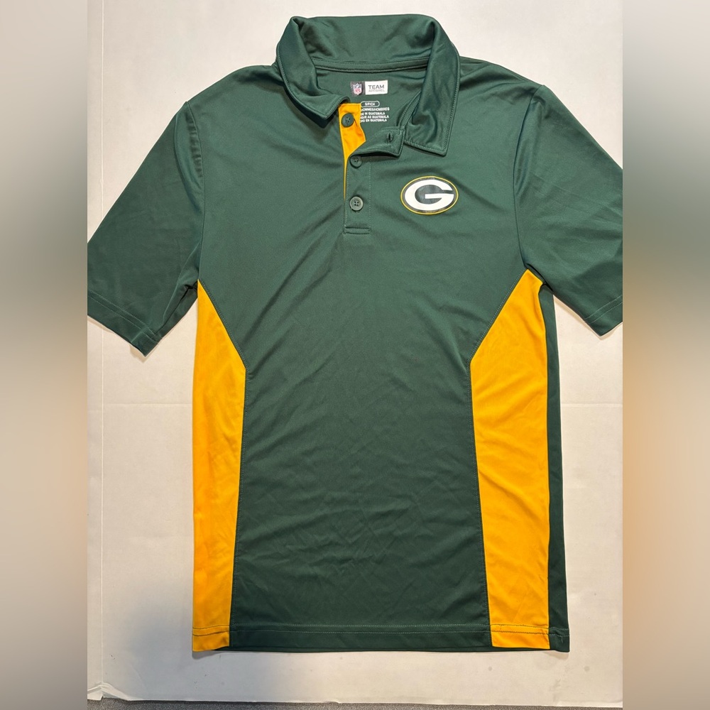 Green Bay Packers Shirt Men's Short Sleeve Polo Logo Green Yellow Size Small‎